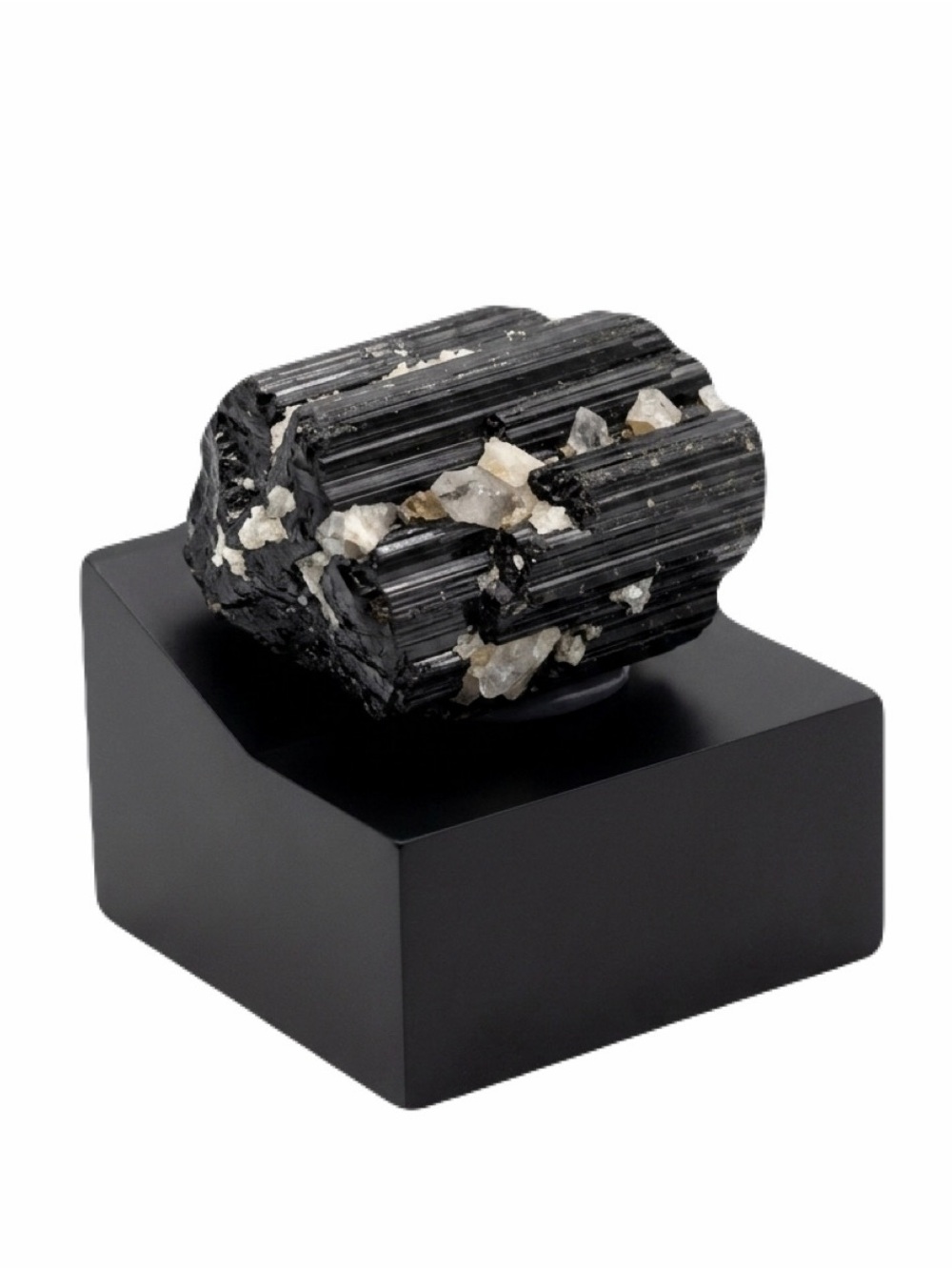 New Black Tourmaline Natural Crystal Form White Quartz Delicate Stone 65.3g